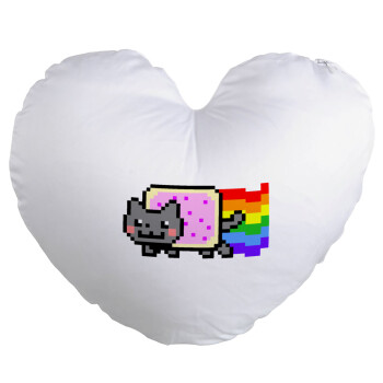 Nyan Pop-Tart Cat, Μαξιλάρι καναπέ καρδιά 40x40cm περιέχεται το  γέμισμα