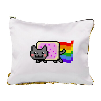 Nyan Pop-Tart Cat, Τσαντάκι νεσεσέρ με πούλιες (Sequin) Χρυσό