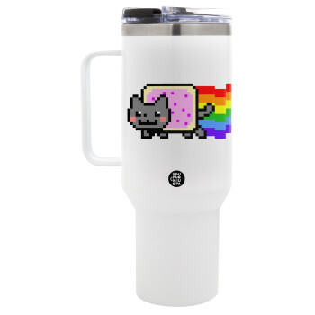 Nyan Pop-Tart Cat, Mega Tumbler με καπάκι, διπλού τοιχώματος (θερμό) 1,2L
