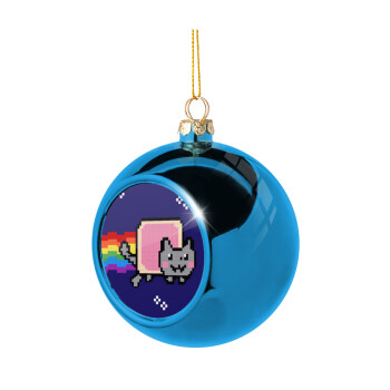 Nyan Pop-Tart Cat, Χριστουγεννιάτικη μπάλα δένδρου Μπλε 8cm
