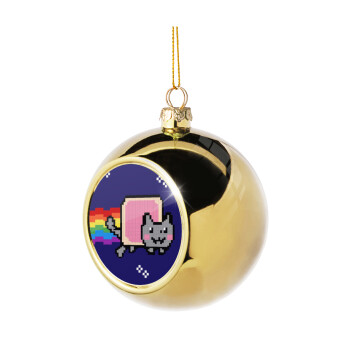 Nyan Pop-Tart Cat, Χριστουγεννιάτικη μπάλα δένδρου Χρυσή 8cm