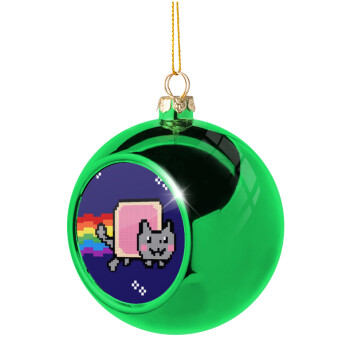 Nyan Pop-Tart Cat, Χριστουγεννιάτικη μπάλα δένδρου Πράσινη 8cm