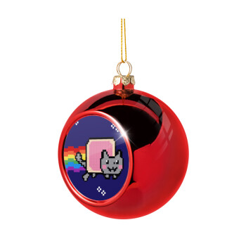 Nyan Pop-Tart Cat, Χριστουγεννιάτικη μπάλα δένδρου Κόκκινη 8cm