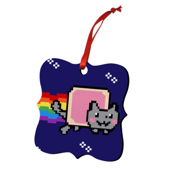 Nyan Pop-Tart Cat, Χριστουγεννιάτικο στολίδι polygon ξύλινο 7.5cm