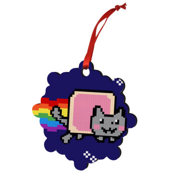 Nyan Pop-Tart Cat, Χριστουγεννιάτικο στολίδι snowflake ξύλινο 7.5cm