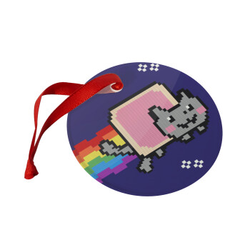 Nyan Pop-Tart Cat, Χριστουγεννιάτικο στολίδι γυάλινο 9cm