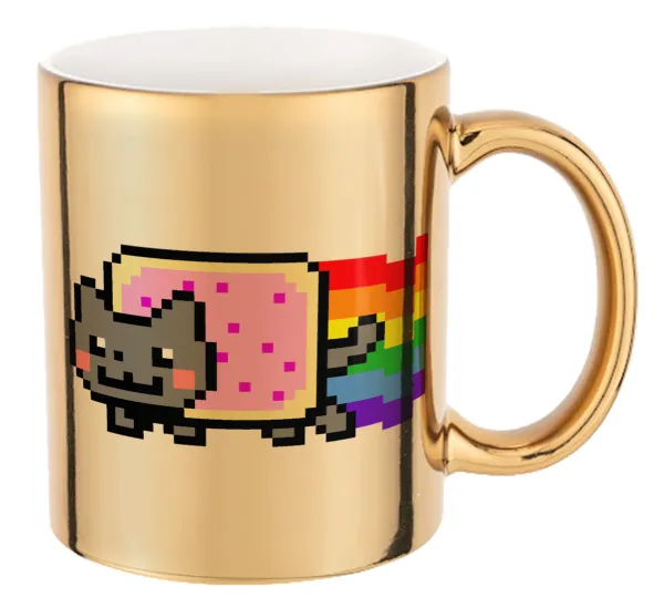 Nyan Pop-Tart Cat — Mug ceramic, gold mirror, 330ml