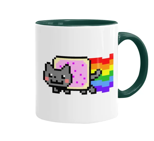 Nyan Pop-Tart Cat — Κούπα χρωματιστή πράσινη, κεραμική, 330ml