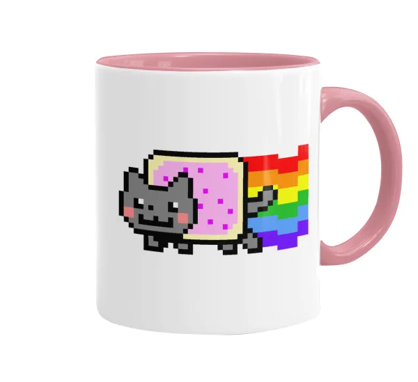 Nyan Pop-Tart Cat — Κούπα χρωματιστή ροζ, κεραμική, 330ml