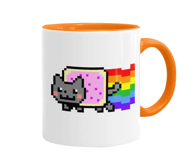 Nyan Pop-Tart Cat — Κούπα χρωματιστή πορτοκαλί, κεραμική, 330ml