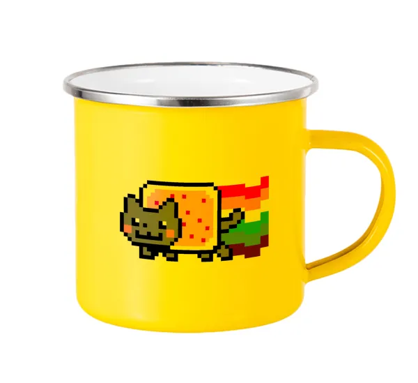 Nyan Pop-Tart Cat — Yellow Enamel Metallic Cup 360ml