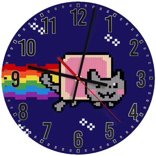 Nyan Pop-Tart Cat — Ρολόι τοίχου ξύλινο 30cm