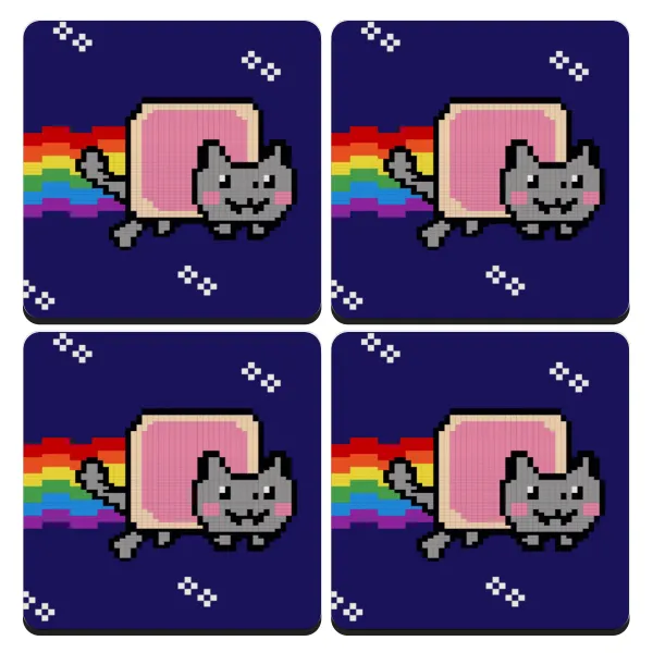 Nyan Pop-Tart Cat — Σουβέρ ξύλινα τετράγωνα (9cm)