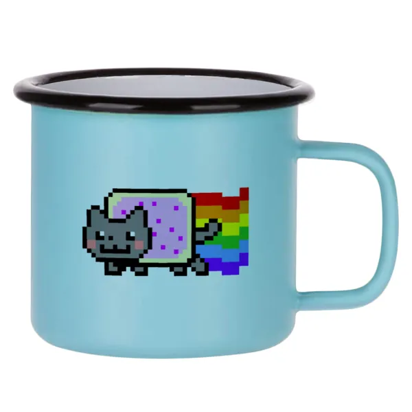 Nyan Pop-Tart Cat — Κούπα Μεταλλική εμαγιέ ΜΑΤ σιέλ 360ml