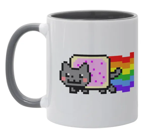 Nyan Pop-Tart Cat — Κούπα χρωματιστή γκρι, κεραμική, 330ml