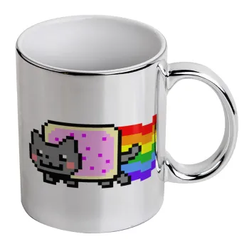 Nyan Pop-Tart Cat, Mug ceramic, silver mirror, 330ml
