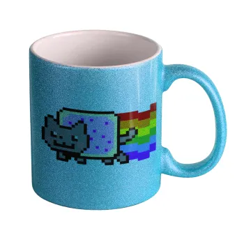 Nyan Pop-Tart Cat, Κούπα Σιέλ Glitter που γυαλίζει, κεραμική, 330ml