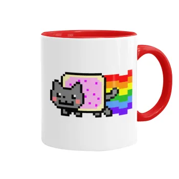 Nyan Pop-Tart Cat, Mug colored red, ceramic, 330ml