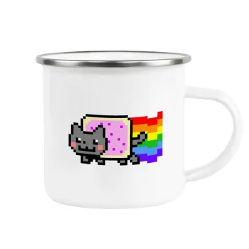 Nyan Pop-Tart Cat, Metallic enamel cup white 360ml