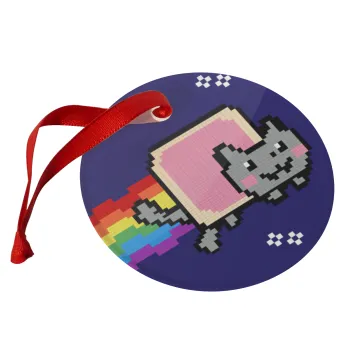 Nyan Pop-Tart Cat, Christmas ornament glass 9cm