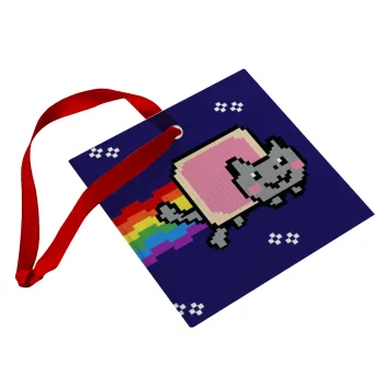 Nyan Pop-Tart Cat, Christmas ornament, glass square ornament 9x9cm