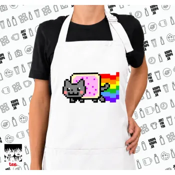 Nyan Pop-Tart Cat, Ποδιά μακριά Σεφ ολόσωμη με τσέπες white (ΕΝΗΛΙΚΩΝ)