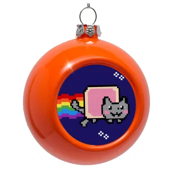 Nyan Pop-Tart Cat, Orange Christmas tree ornament bauble 8cm