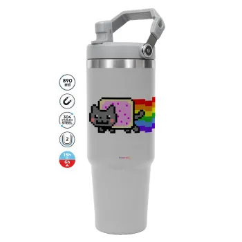 Nyan Pop-Tart Cat, GREY color, 890ml (30oz) stainless Steel Tumbler with Handle