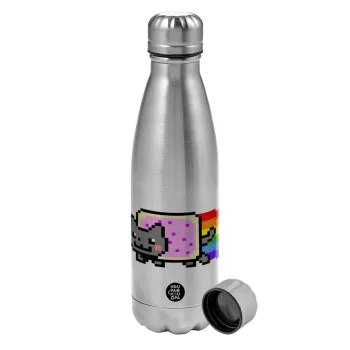 Nyan Pop-Tart Cat, Metallic water bottle, stainless steel, 750ml