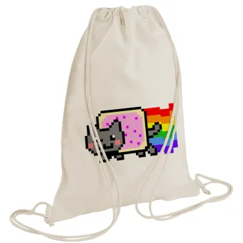 Nyan Pop-Tart Cat, Τσάντα πλάτης πουγκί GYMBAG natural (28x40cm)
