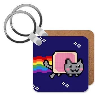 Nyan Pop-Tart Cat, Μπρελόκ Ξύλινο τετράγωνο MDF