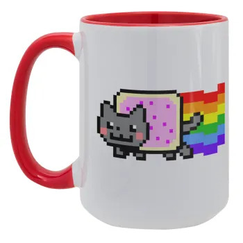 Nyan Pop-Tart Cat, Κούπα Mega 15oz, κεραμική Κόκκινη, 450ml