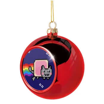 Nyan Pop-Tart Cat, Christmas tree ball Red 8cm