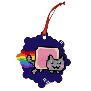 Nyan Pop-Tart Cat, Christmas ornament snowflake wooden 7.5cm