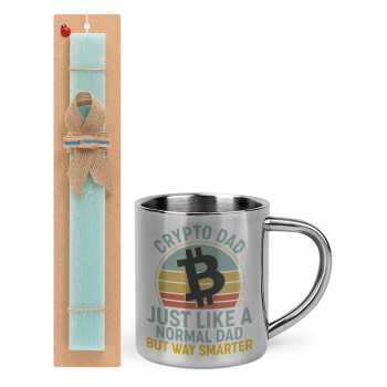 Crypto Dad, Easter Set, metallic thermal cup (300ml) & aromatic flat Easter candle (30cm) (TURQUOISE)