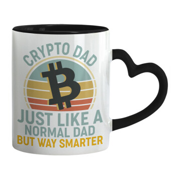 Crypto Dad, Mug heart black handle, ceramic, 330ml