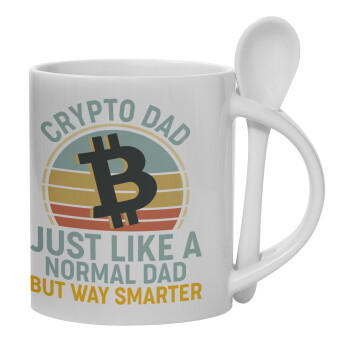 Crypto Dad, Ceramic coffee mug with Spoon, 330ml (1pcs)