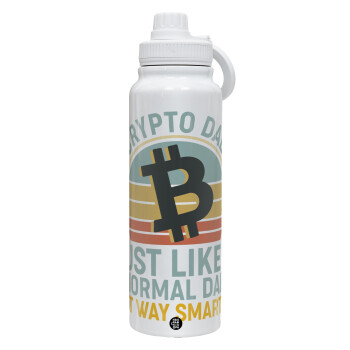 Crypto Dad, 1L Stainless Steel Thermal Bottle with Phone Holder & Double Wall Insulation