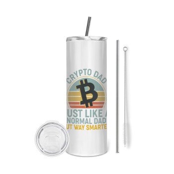Crypto Dad, Eco friendly stainless steel tumbler 600ml, with metal straw & cleaning brush