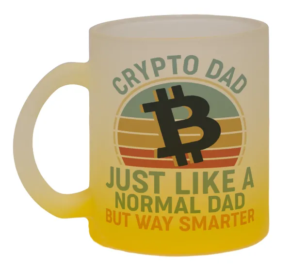 Crypto Dad — Κούπα γυάλινη δίχρωμη με βάση το κίτρινο ματ, 330ml