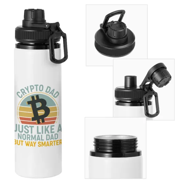 Crypto Dad — Metal water bottle with safety cap, aluminum 850ml