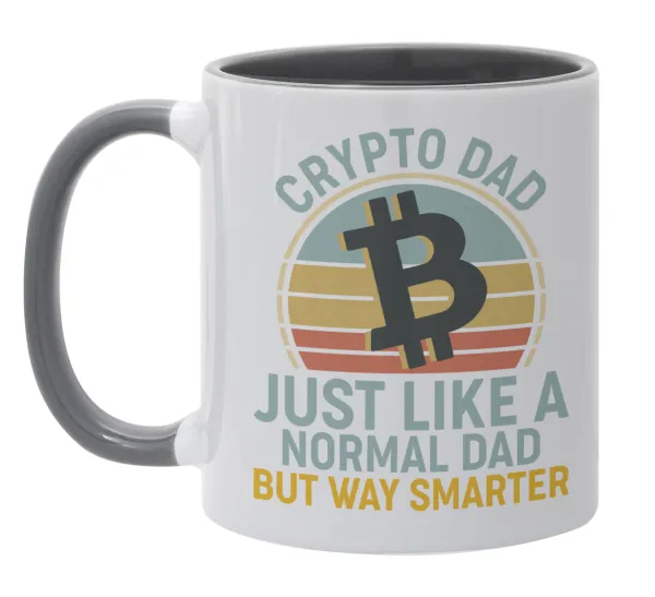 Crypto Dad — Κούπα χρωματιστή γκρι, κεραμική, 330ml