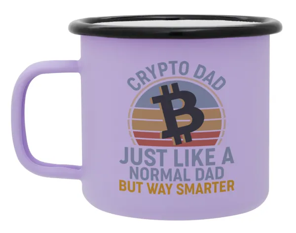 Crypto Dad — Metal enamel mug, matte light pastel purple, 360ml