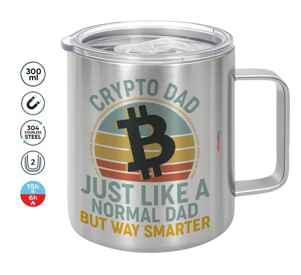 Crypto Dad — Double-walled stainless steel mug 300ml with temperature-retaining lid