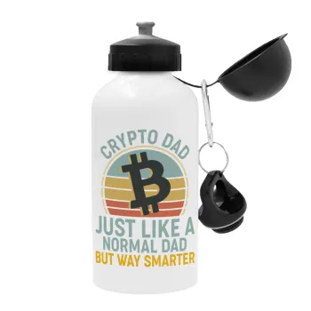Crypto Dad, Μεταλλικό παγούρι νερού, Λευκό, αλουμινίου 500ml