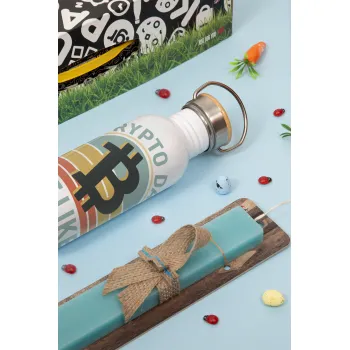 Crypto Dad, Πασχαλινή Λαμπάδα με παγούρι μεταλλικό (620ml, stainless steel) & κερί αρωματικό πλακέ (30cm) (ΤΙΡΚΟΥΑΖ)