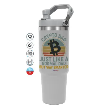 Crypto Dad, GREY color, 890ml (30oz) stainless Steel Tumbler with Handle