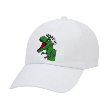 Dyno roar!!!, Καπέλο Ενηλίκων Baseball Λευκό 5-φύλλο (POLYESTER, ΕΝΗΛΙΚΩΝ, UNISEX, ONE SIZE)