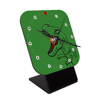 Dyno roar!!!, Quartz Wooden table clock with hands (10cm)