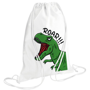 Dyno roar!!!, Τσάντα πλάτης πουγκί GYMBAG λευκή (28x40cm)